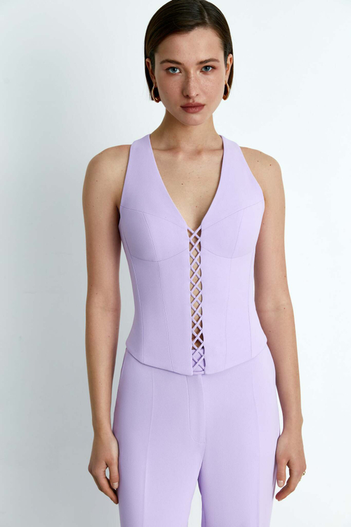 Топ корсетного типа из крепа на бретелях со шнуровкой