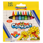 Мелки восковые, 12 цветов, круглые, картонная коробка с подвесом, С-30712