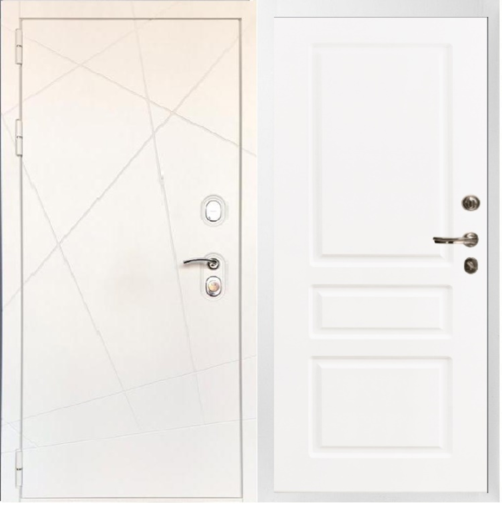 Входная металлическая дверь Лекс New Line Соната Шагрень белая / №94 Софт белый снег (матовый,без текстуры)