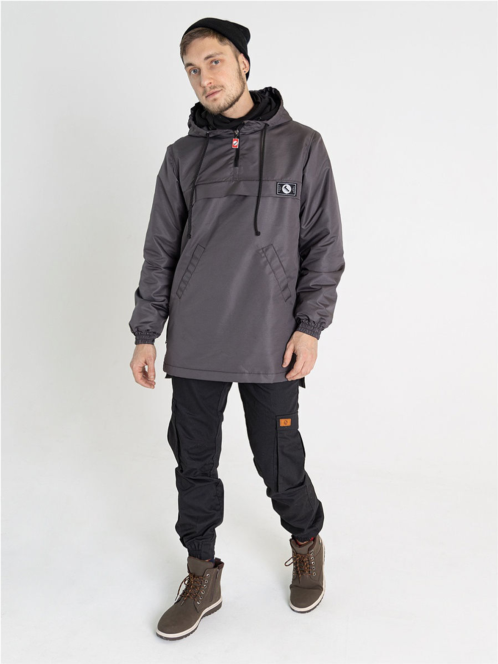 Анорак утепленный удлиненный мужской серый Город Горький