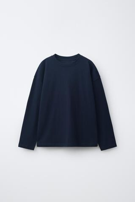 ZARA ОДНОТОННЫЙ ЛОНГСЛИВ, МОРСКОЙ СИНИЙ
