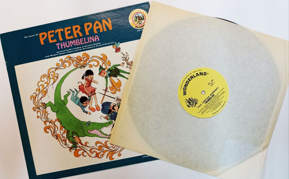 Винтажная виниловая пластинка LP Питер Пэн Peter Pan and Thumbelina Сказка На Английском Языке (USA 1968)