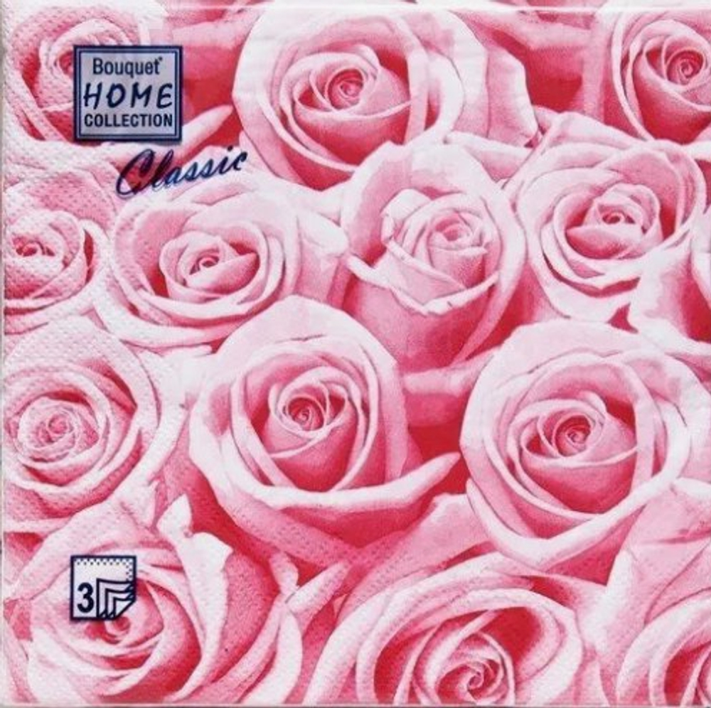 РОЗОВЫЕ РОЗЫ Салфетки 20л Home Collection Classic, 3-х сл *12