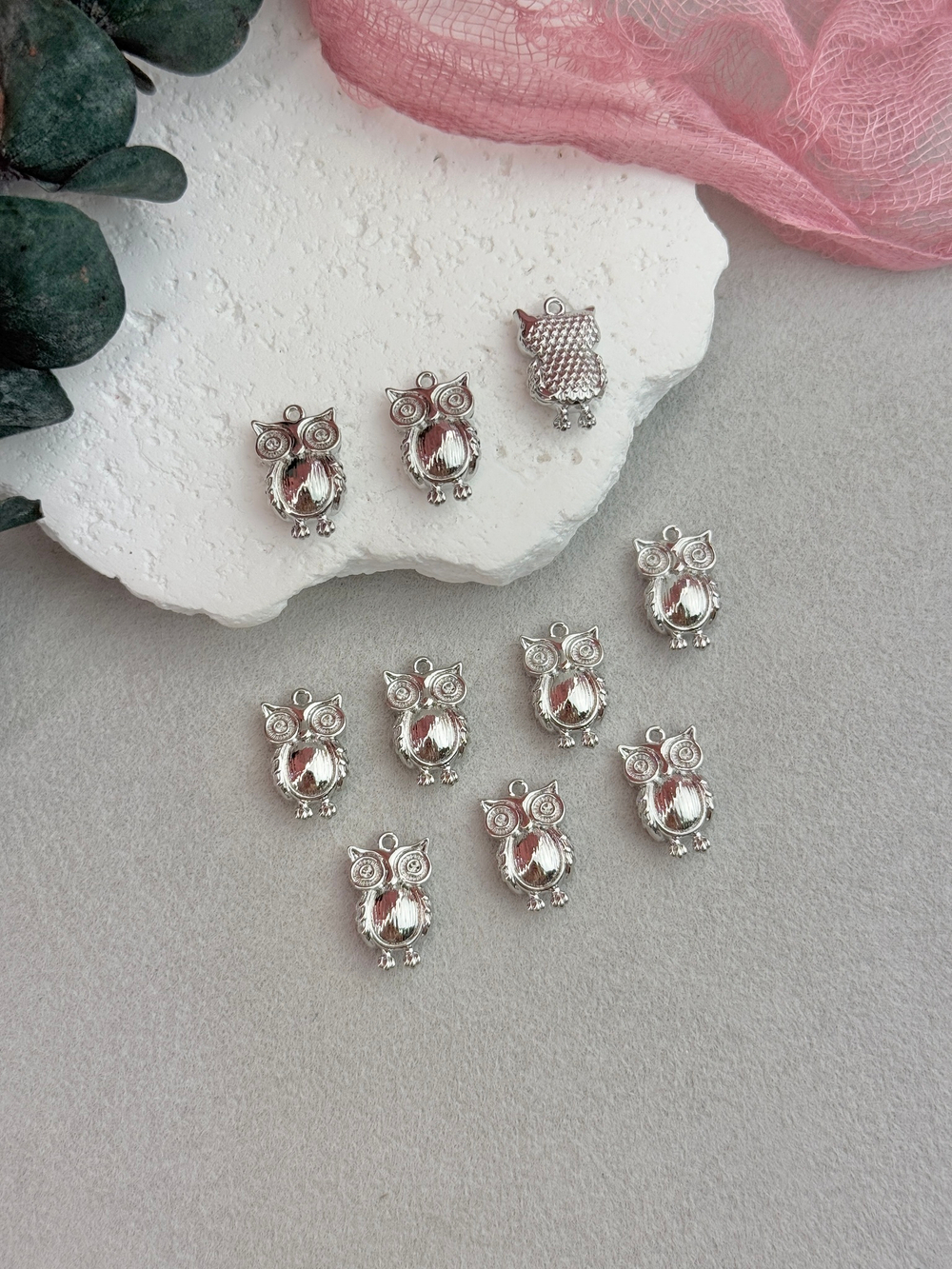 Подвеска "Совушка" родий, 13*10 мм