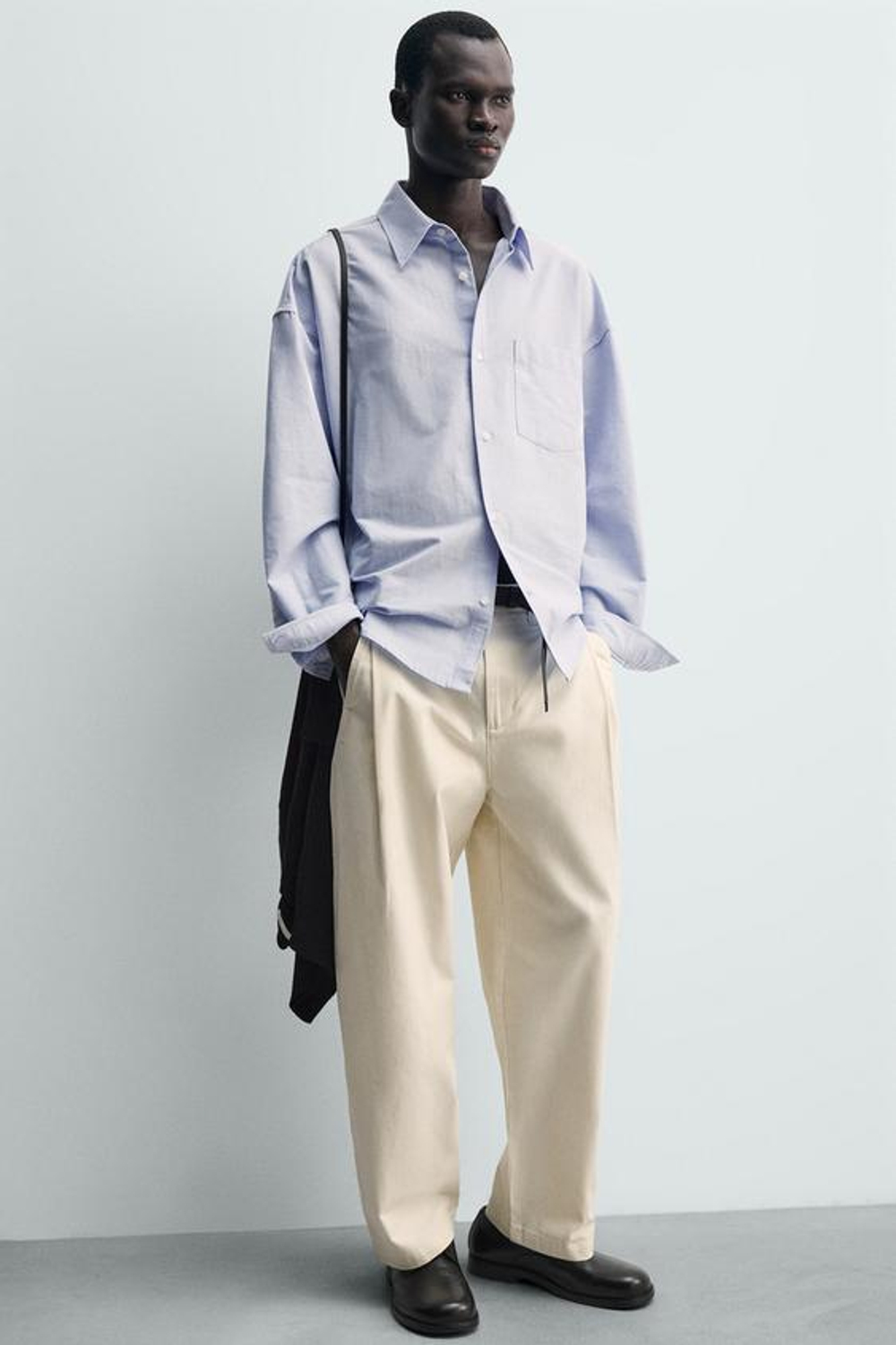 ZARA БРЮКИ BALLOON FIT С ЗАЩИПАМИ, ЭКРЮ