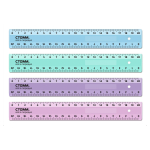 Линейка 20см. пластиковая, 2 шкалы, пастельные цвета, ассорти (Стамм)