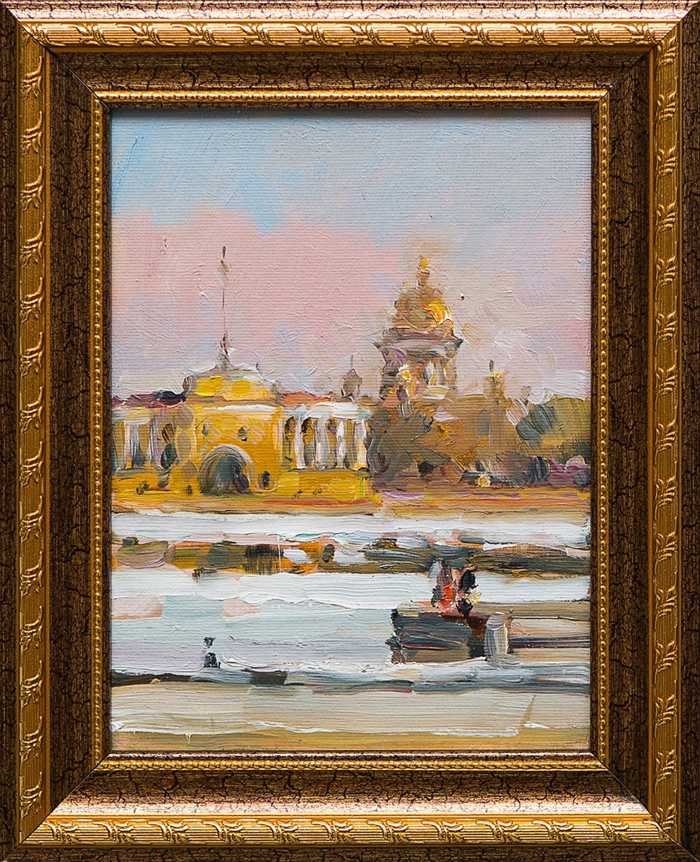 Картина маслом "Лёд на Неве" Русанов
