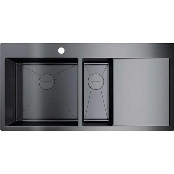 Мойка Omoikiri Akisame 100-2-GM-L нерж.сталь/вороненая сталь (4973103)