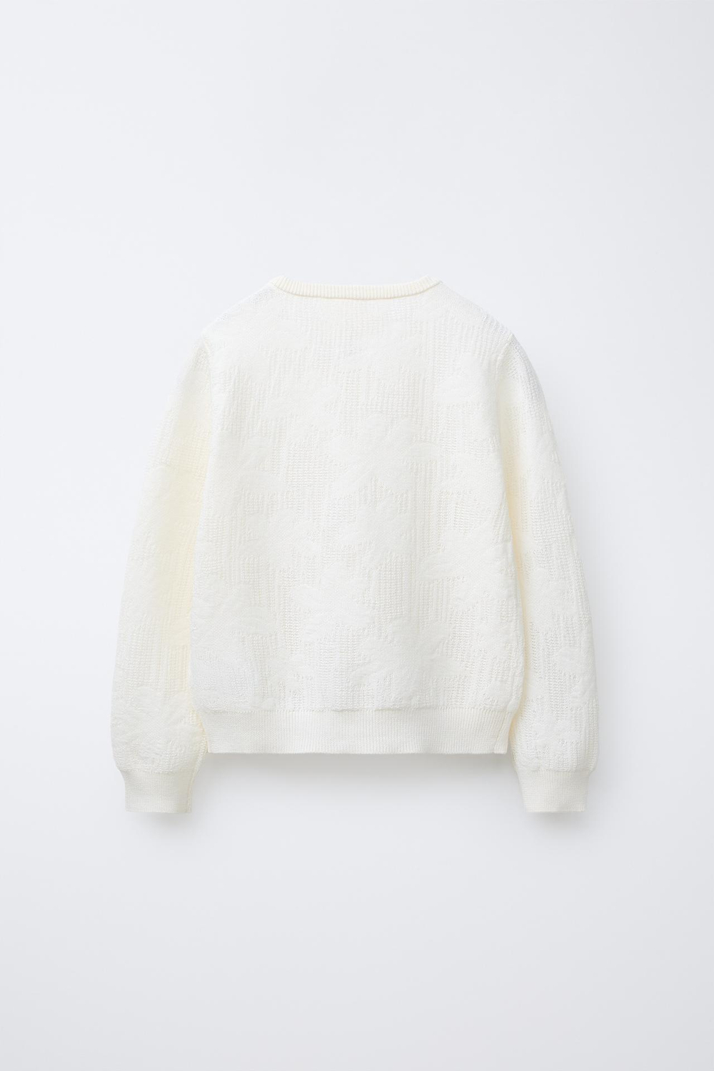 ZARA ЖАККАРДОВЫЙ КАРДИГАН С ЦВЕТОЧНЫМ ПРИНТОМ, БЕЛЫЙ