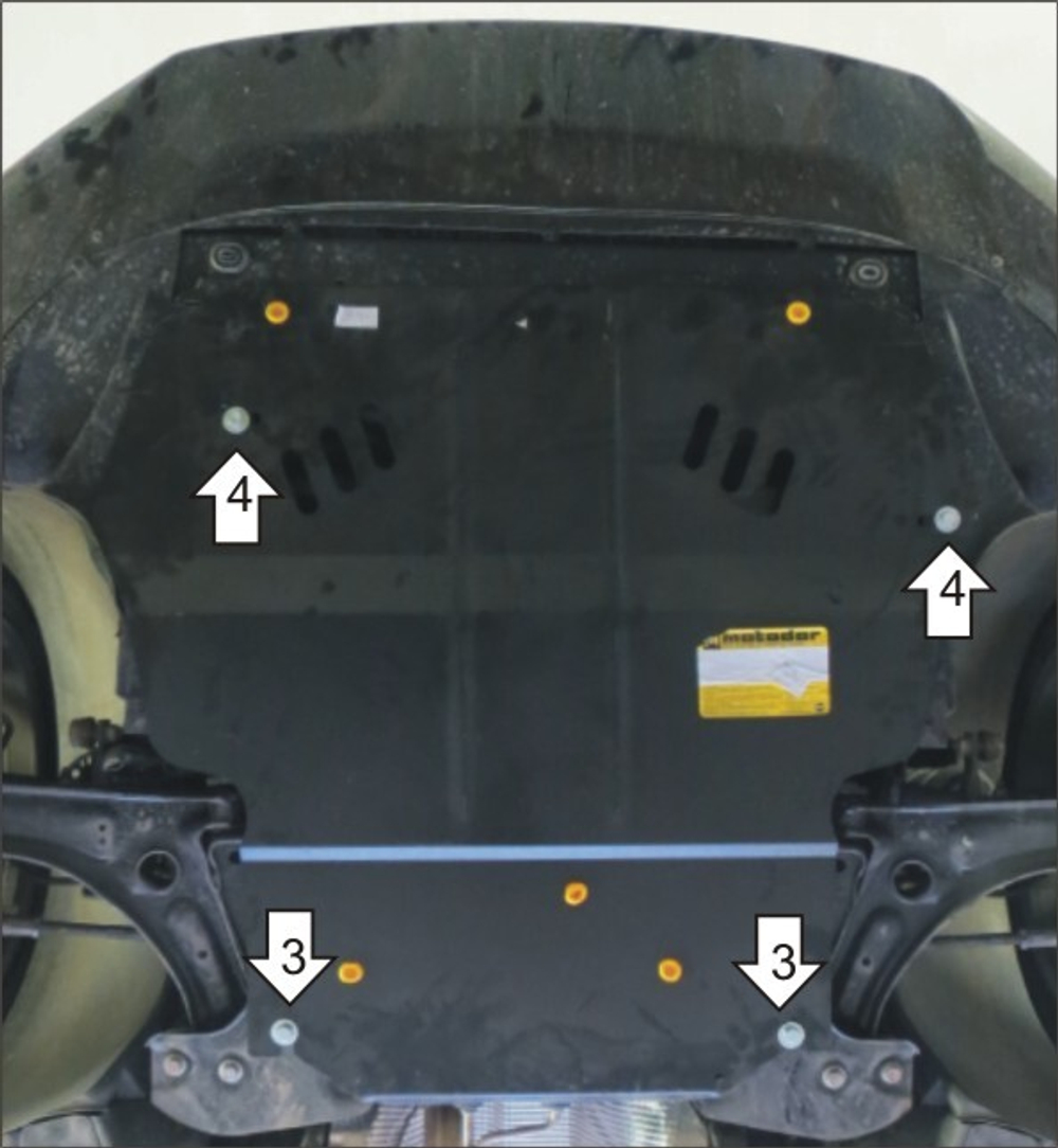 Защита картера Двигателя, КПП. 2 мм, Сталь. для Skoda Superb 2013-2015, Volkswagen Caddy 2004-2010, Skoda Yeti 2009-2018, Volkswagen Caddy 2010-2021 MOTODOR.02733