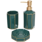 Набор для ванной из 3-х предметов керамический «Грани» изумрудный