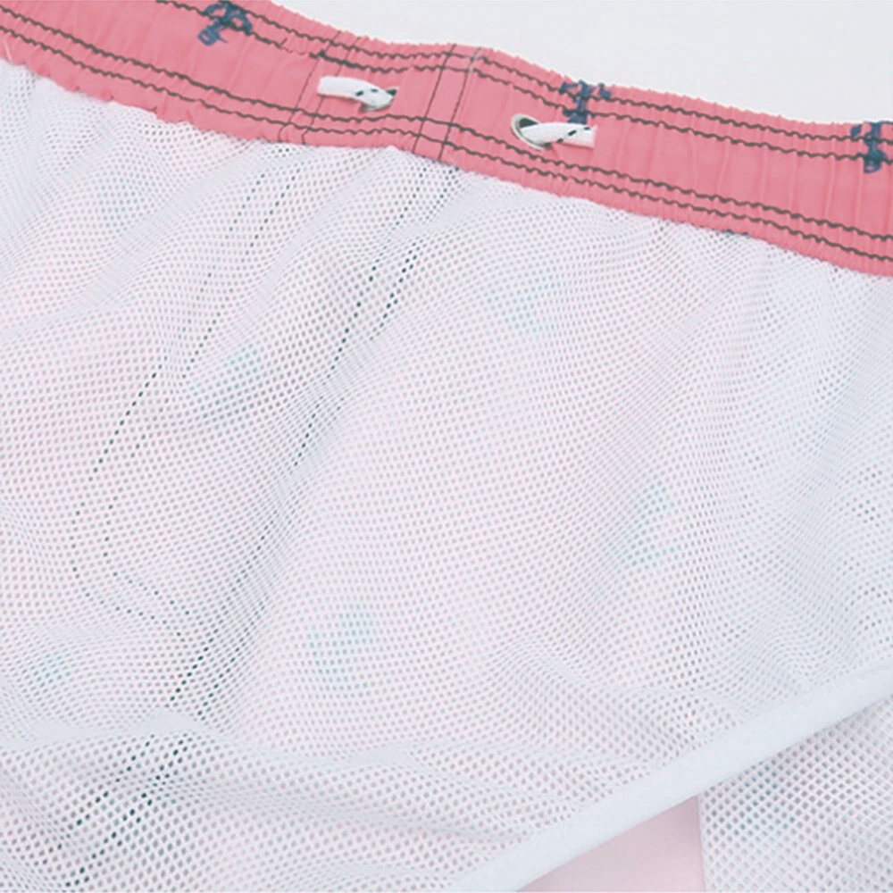 Розовые мужские пляжные шорты с принтом в виде якорей (Размер: 4X) (Цвет: розовый)