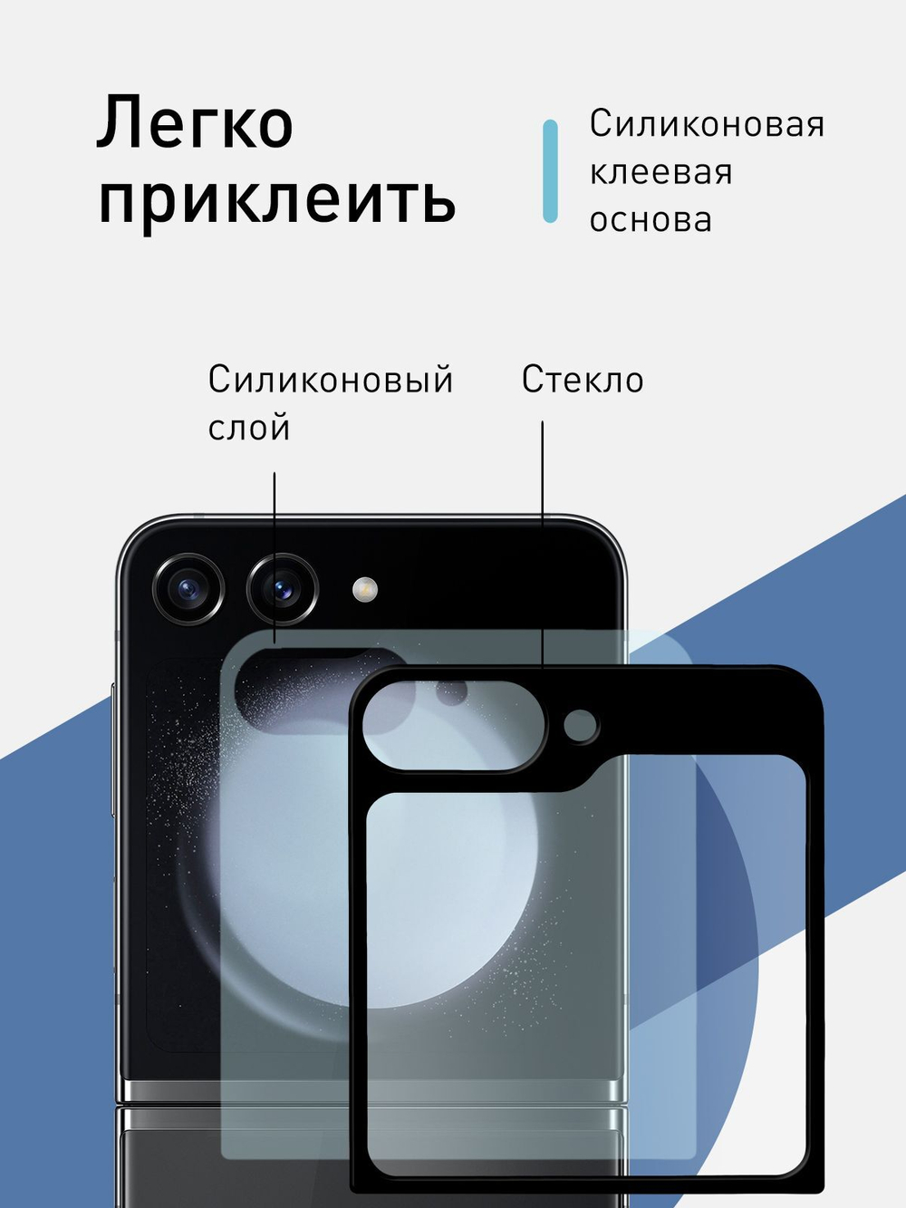 Защитное стекло на заднюю панель ROSCO для Samsung Galaxy Z Flip5 (арт.SS-ZFLIP5-GLASS-BACK-BLACK )