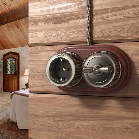 Переключатель-выключатель одноклавишный Werkel бронзовый Ретро W5712012 4690389166617