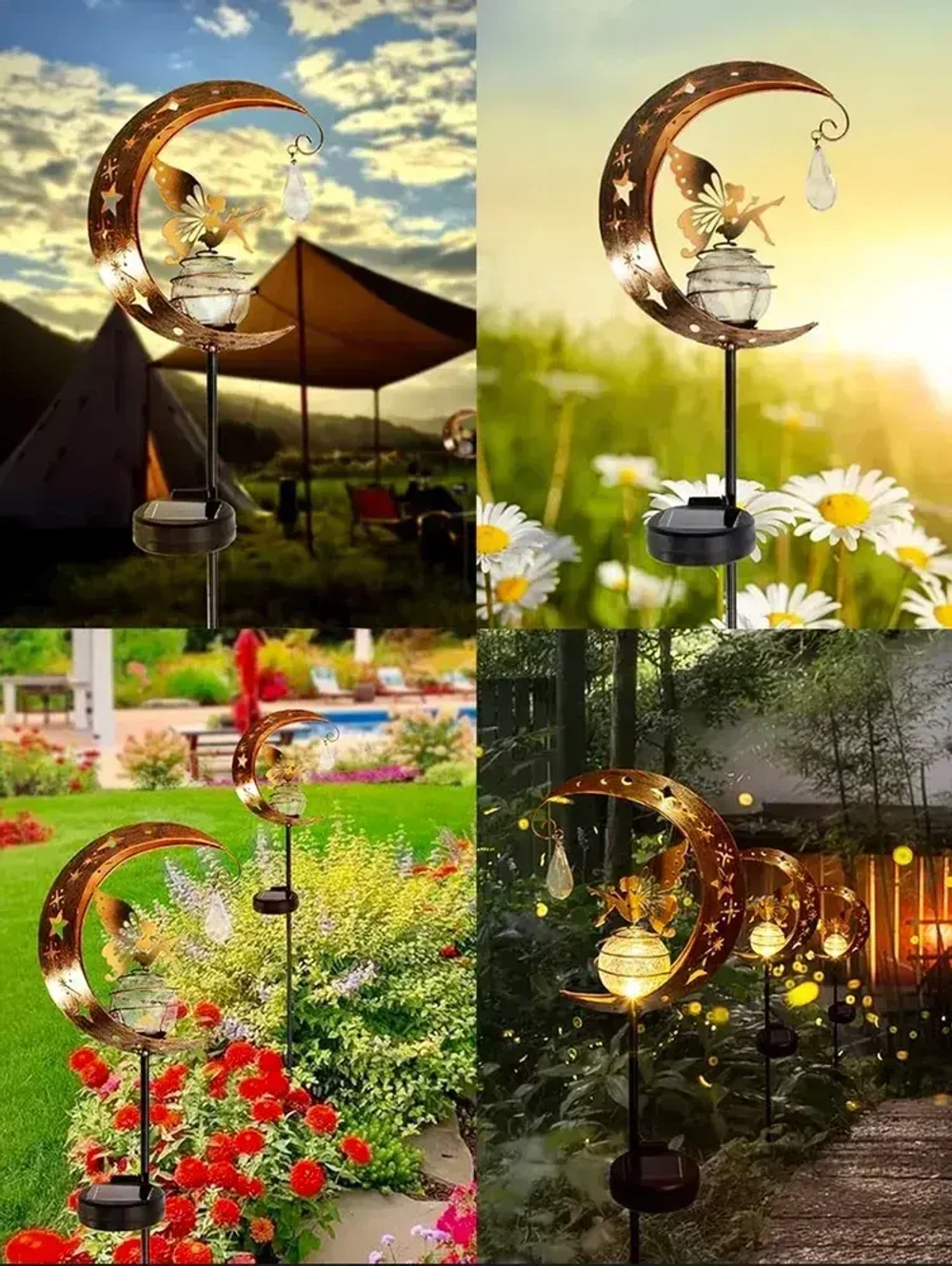 Светильник светящаяся луна на солнечной батарее с феей