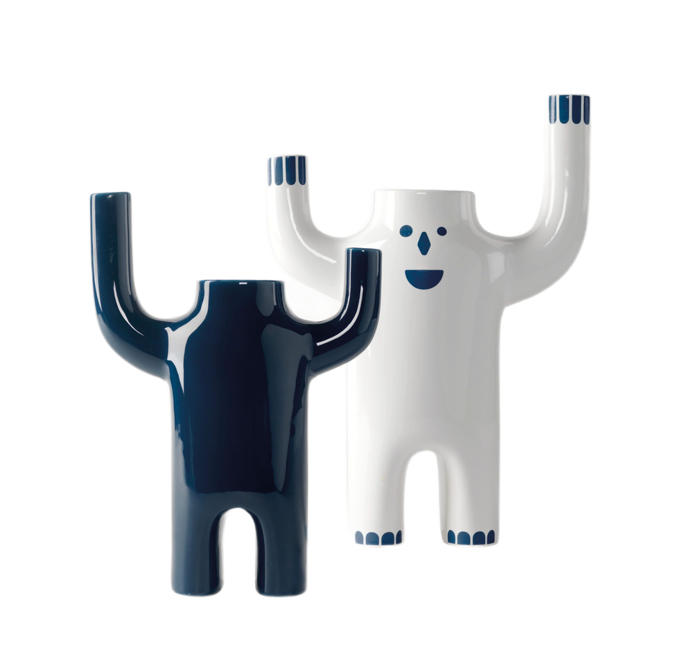 Ваза Happy Susto N2 BARSELONA DESIGN фарфор white/blue 330х140х470h