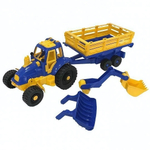 Трактор с прицепом+ ковш и грейдер в прицепе (Нордпласт)