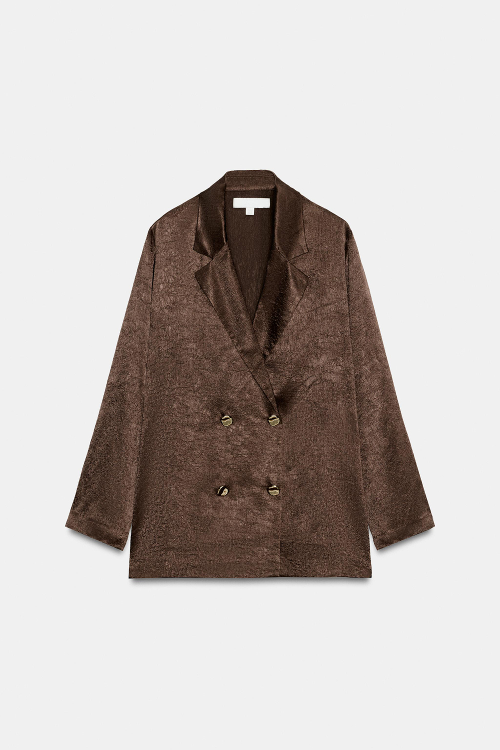 ZARA СТРУЯЩИЙСЯ БЛЕЙЗЕР ИЗ ЖАТОЙ ТКАНИ, КОРИЧНЕВЫЙ