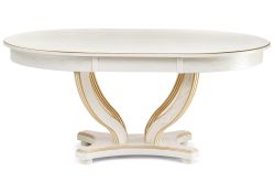 Стол Дорсет 120(170)х120х76 молочный / золото