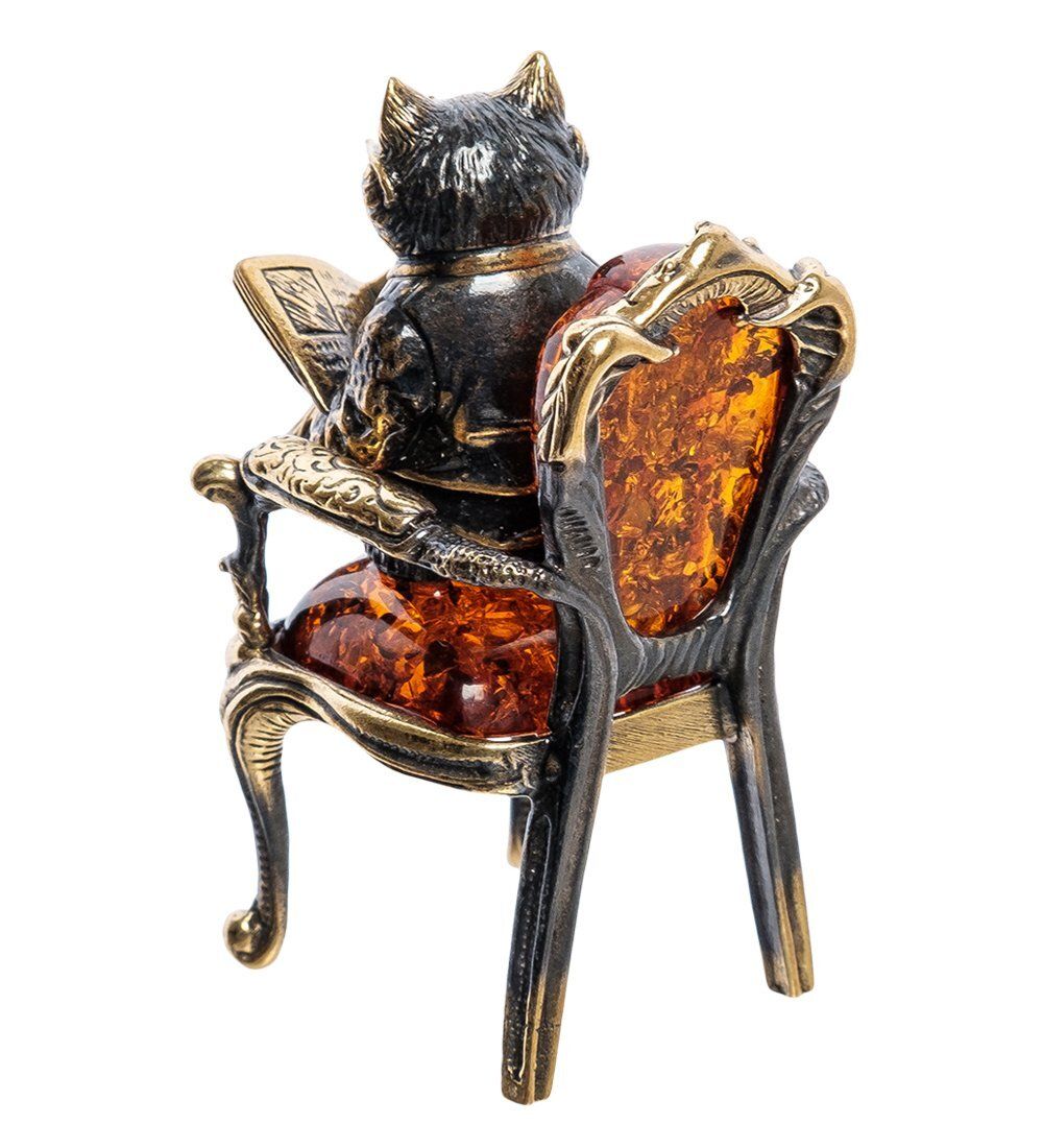 AM-2260 Фигурка «Кот ученый» (латунь, янтарь)