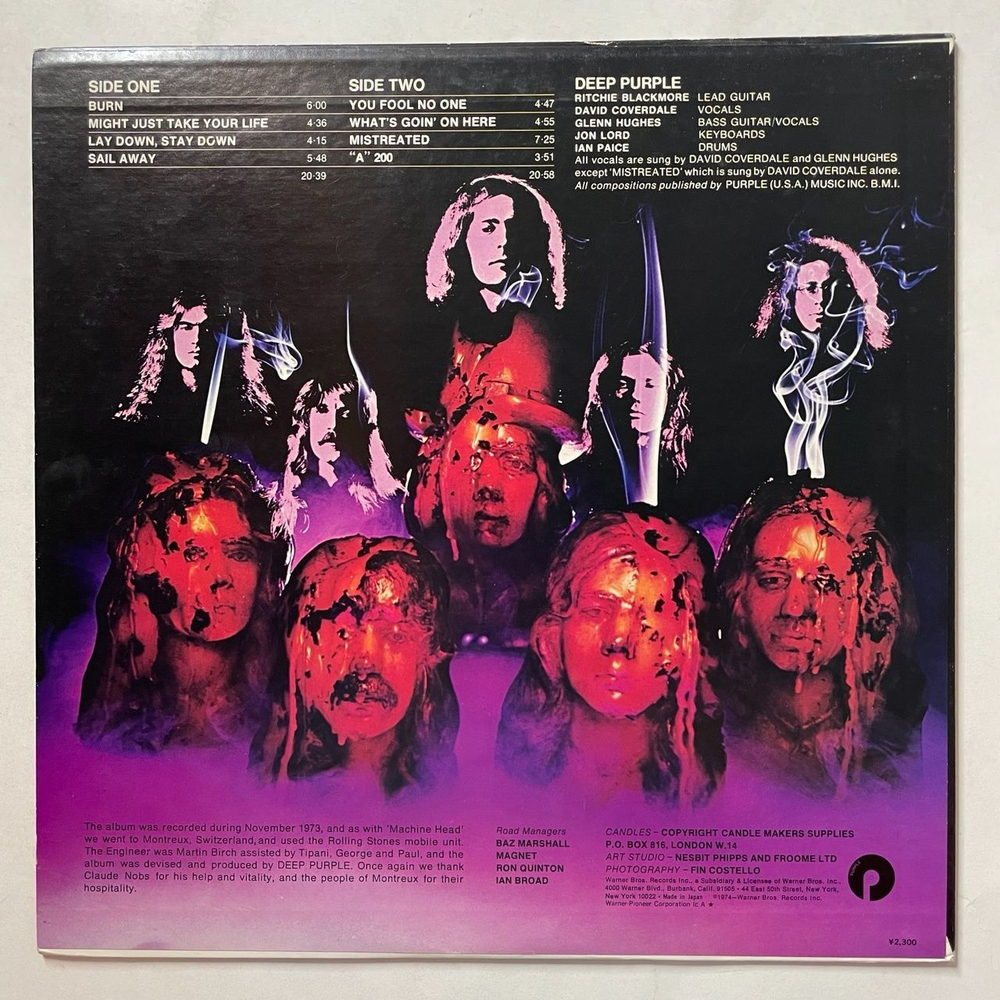 Винтажная виниловая пластинка LP Deep Purple Burn (Japan 1974) (No Obi)