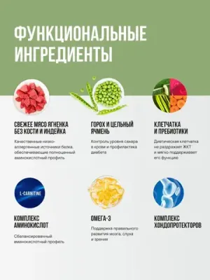 Корм сухой полнорационный BOWL WOW для взрослых собак крупных пород с ягненком, индейкой, рисом и добавлением цукини