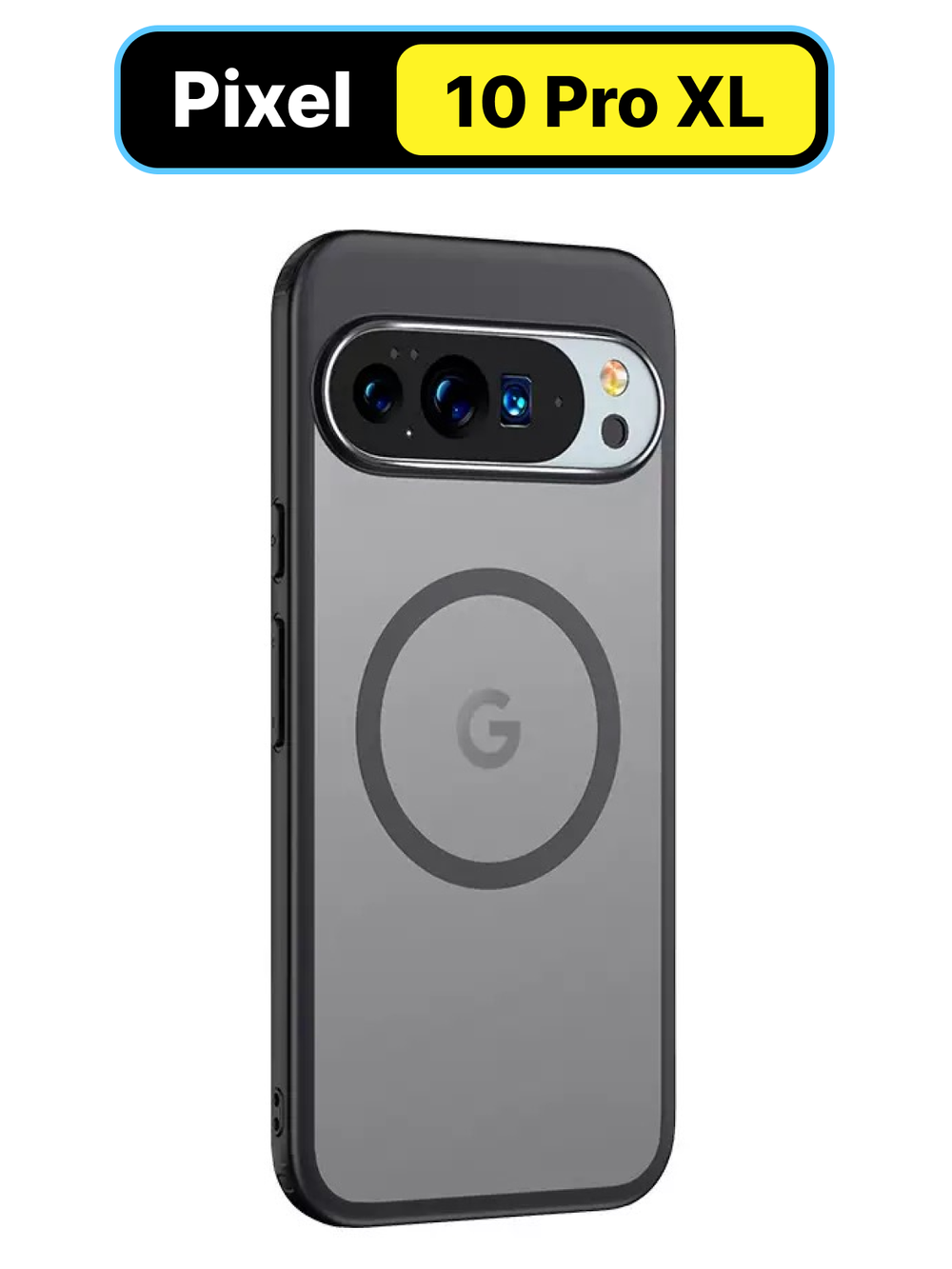 Чехол с Магсейф Google Pixel 10 Pro XL прозрачный матовый с черным бортом WLONS