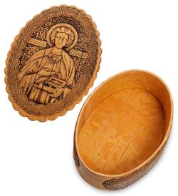 BST-140 Шкатулка «Святой Целитель Пантелеймон» (береста)