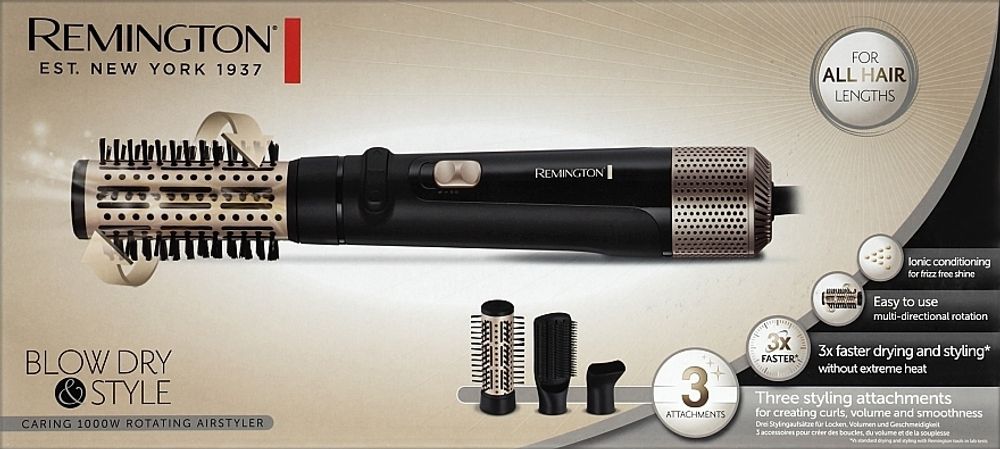 Фен-щетка Remington AS7580 черный/золотой