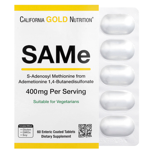 California Gold Nutrition, SAMe, бутандисульфонат, 400 мг, 60 таблеток, покрытых кишечнорастворимой оболочкой