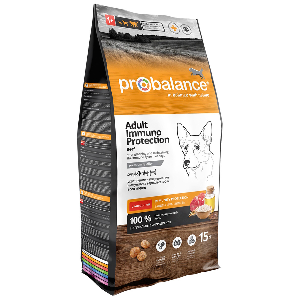 Сухой корм ProBalance Immuno Adult для взрослых собак с говядиной