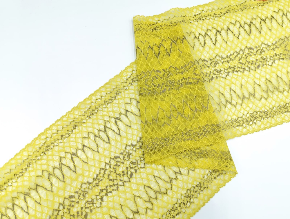 Эластичное кружево, 22,5 см, желтая горчица и серый (Арт: EK-2714), м