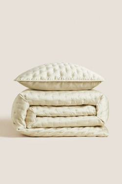 ZARA HOME ПРОСТОЕ АТЛАСНОЕ ОДЕЯЛО, КАВА