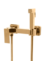 Смеситель с гигиеническим душем из латуни "Groсenberg" (квадрат, золото)