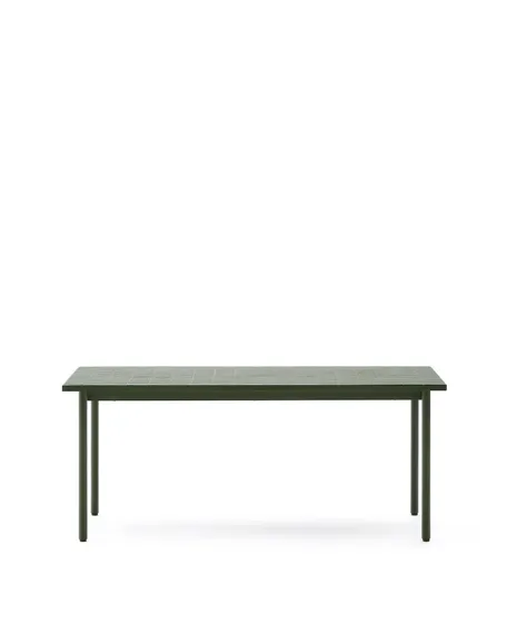Уличный стол Maurina из оцинкованной стали зелёного цвета с зелёной керамическо плиткой 223 x 101 см