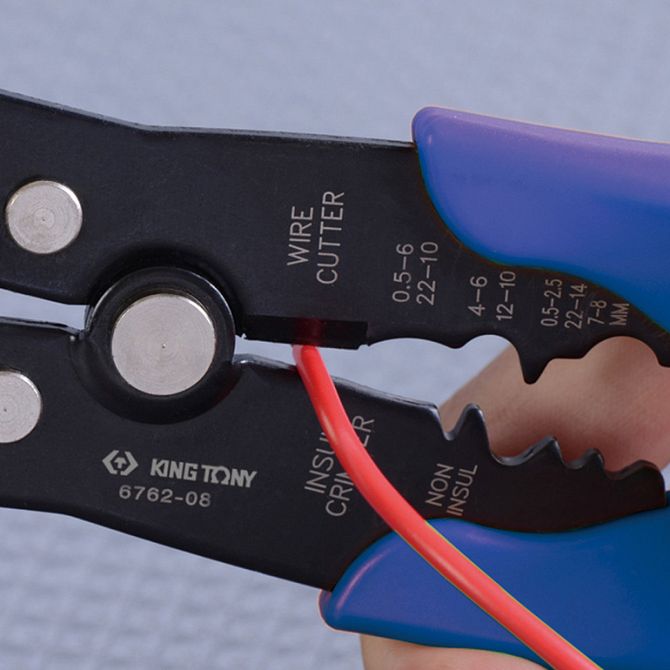 KING TONY (6762-08) Стриппер для зачистки, резки проводов и обжима изолированных клемм
