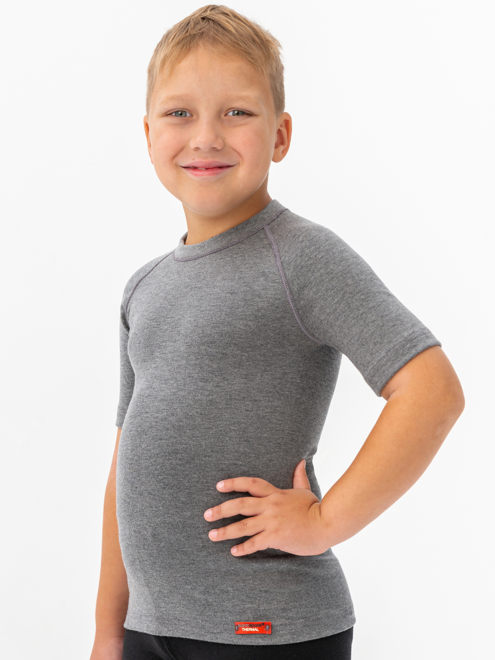 Футболка детская термо унисекс серый меланж