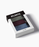 Мужские трусы шорты Atlantic, набор из 3 шт., хлопок, зелёный меланж + винный меланж + голубой меланж, 3MH-226