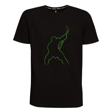 Футболка с салатовым хоккеистом травление