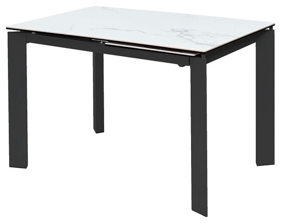 Стол CORNER 120 MATTE STATUARIO белый мрамор матовый керамика, стекло/черный каркас