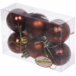 Новогодние шары 4 см (набор 6 шт) «Микс фактур», шоколад