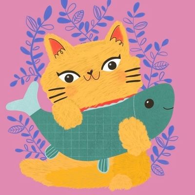Котик с рыбкой