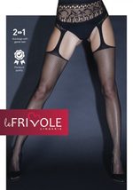 Чулки в сетку с высоким кружевным поясом Sense , (2/3) SM 42-46 (Цвет: черный)