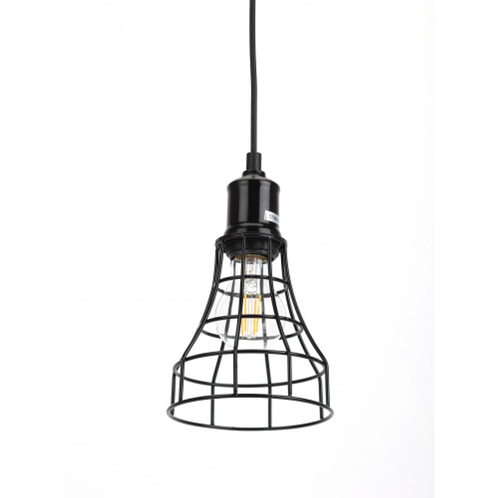 Светильник подвесной (подвес) ЭРА PL10 BK металл, E27, max 60W, высота плафона 200мм, подвеса 800мм, черный