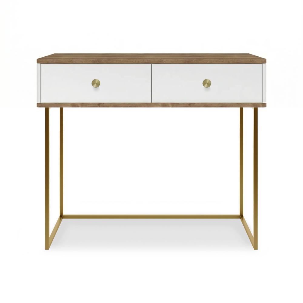 Туалетный столик консоль ROYAL 5311 эко (Дуб Веллингтон-Золото-р.золото)