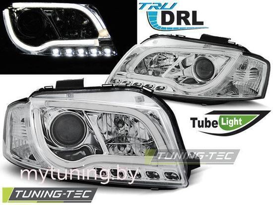 Передние фары Audi A3 8P led tube lights chrome tru drl