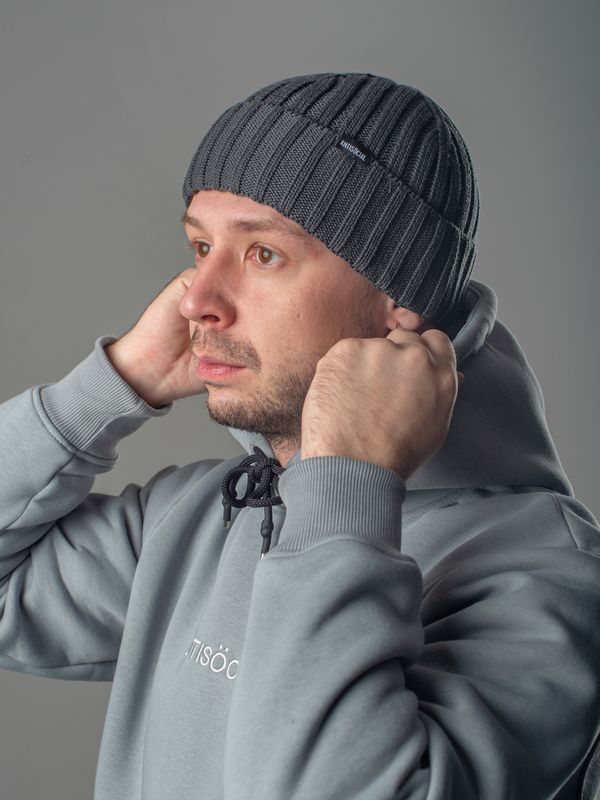 Шапка AW42 Beanie серая - фото 1