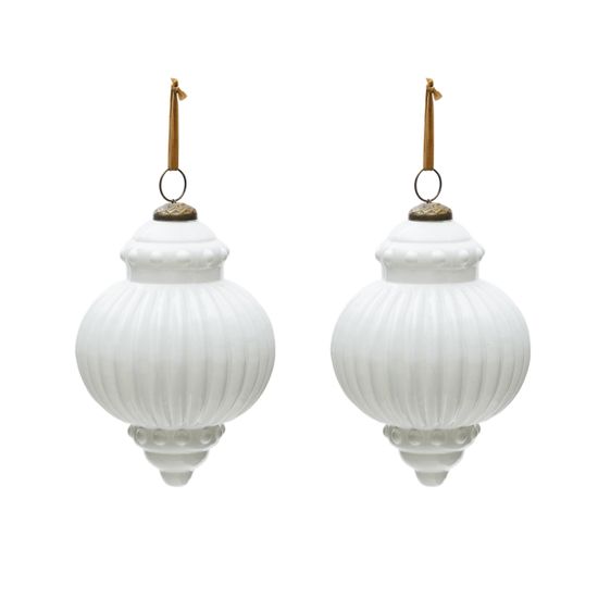 Набор из 2 рождественских шаров Irlo из белого переработанного стекла, Ø 13 см