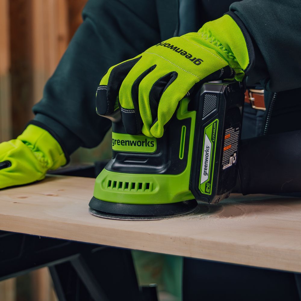 Эксцентриковая шлифмашина акк. Greenworks OS325, 24V, 125 мм, 5000-8000-11000 об/мин, амплитуда 2.4 мм,1х2Ач,ЗУ,кор (3100907CUA)