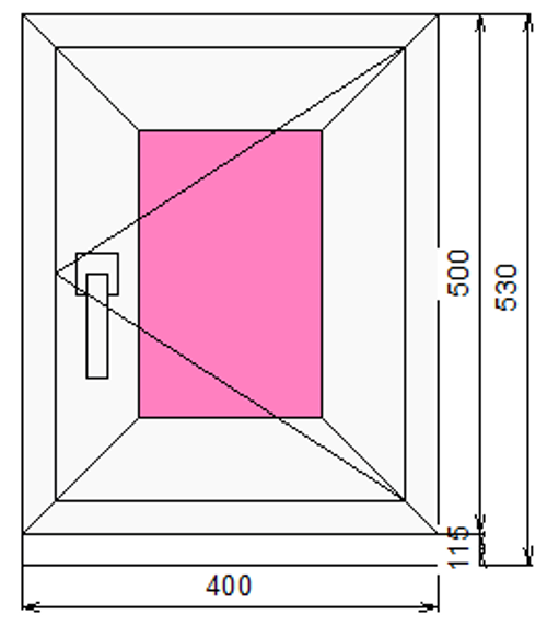 Пластиковое окно 500 х 400 ТермА Эко с поворотной створкой